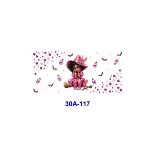 Wholesale 5pcs Pink Gothic Witch Cat Pumpkin 16oz Cup UV DTF Wraps