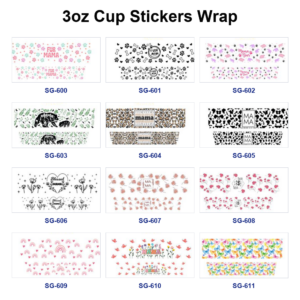 Wholesale 8pcs Lovely Puppy Paw Doodle 3oz Cup Stickers Wrap