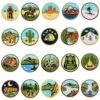 Wholesale Adventure Themed Embroidered Patches – 20pc Polyester Round Patch for DIY Backpack Decoration