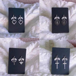 oly-039df5041160a5b482903e4a0276aaf8 Wholesale Alloy Heart Butterfly Bow Earrings with Rhinestone Trendy Jewelry for Casual Everyday Wear Gift Boutique Resale