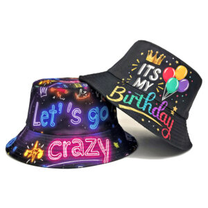 Wholesale Crown Pattern Bucket Hat Unisex Sun Protection Double Sided Birthday Party Hat