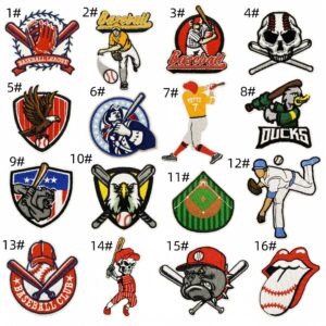 Cartoon baseball cloth stickers set of 16 pieces