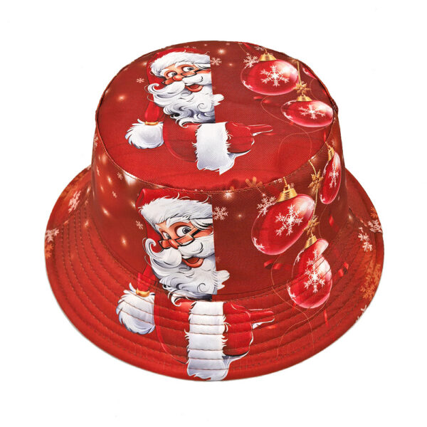 oly-03c99ddc12c0e11a441e51568cb042ce Wholesale Santa Claus Pattern Fisherman Hat Trendy Christmas Red Bucket Hat for Outdoor Gift