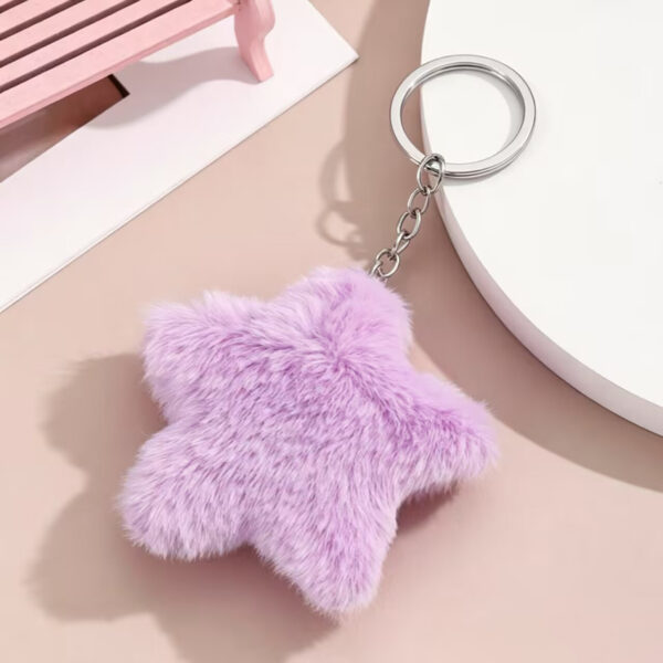 oly-03d1c91796444ef22627671fb85aafba Wholesale Chic White Plush Star Keychain Bag Charm Decorative Accessory for Boutique Resale