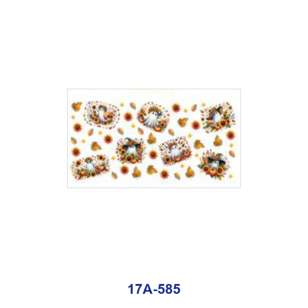 oly-03ee4d337b37f32c0dc138a4b0952f48 Wholesale 5pcs Fall Halloween Witch Hat Bow Ghost Sunflower Pumpkin Fall Leaf Bat Mixed Decor Prints 16oz Cup UV DTF Wraps