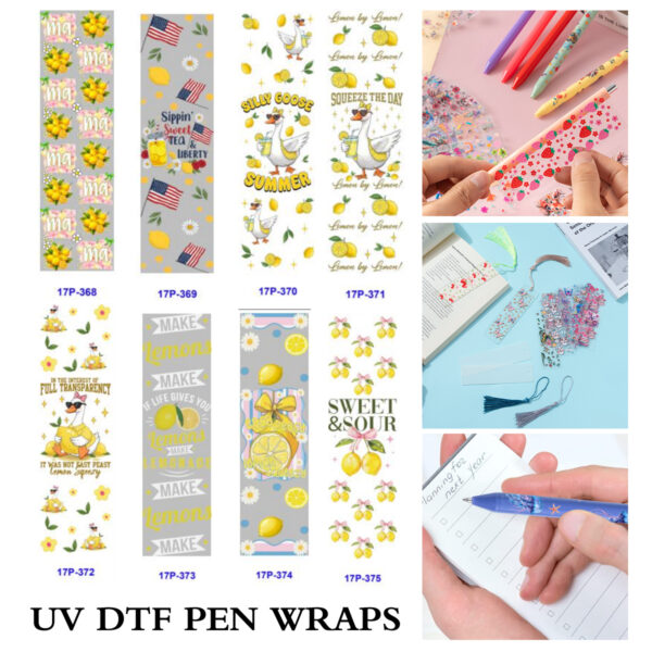 oly-0459d97f860f0cb7b6686932d953818a Wholesale 2/8/16pcs Bright Citrus Cartoon Goose Holiday Series UV DTF Pen and Bookmark Stickers