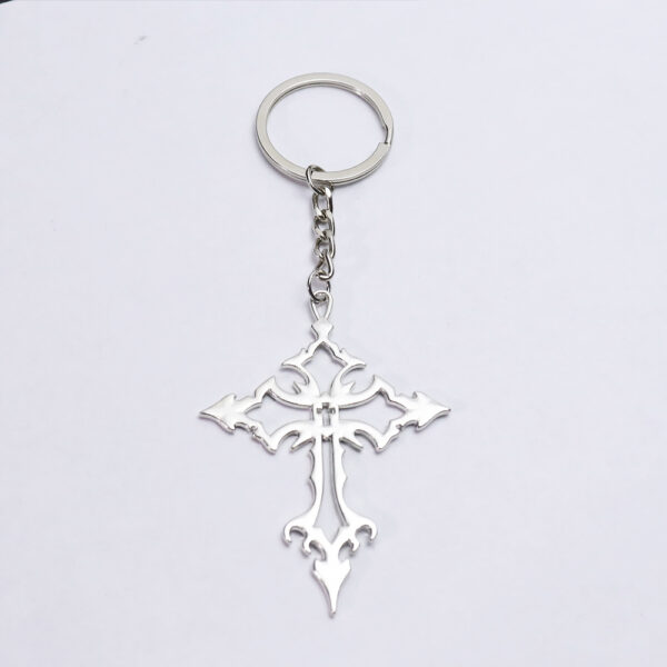 Wholesale Gothic Flame Hollow Cross Keychain Zinc Alloy Pendant Bag Charm Accessory