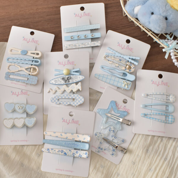 oly-046ddda9a7c805a60a9b258e31560bc4 Wholesale Spring Blue Floral Metal Hair Clips 4pcs Set, Cute Hair Accessory for Everyday Styling