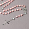 oly-048382cdcaad2bf923a8fd1ac4e8f721 Wholesale White Glass Beaded Cross Rosary Necklace with Pattern Fashion Accessory Gift