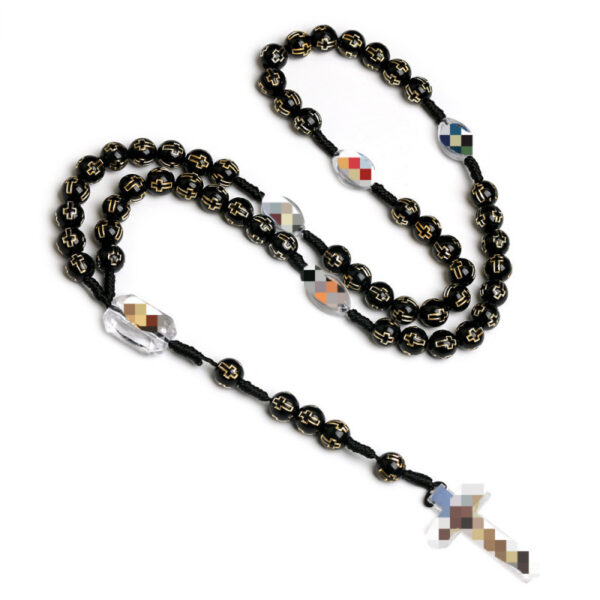 oly-04a8497da5c52e53f938a53278e0cd67 Wholesale Handmade Cross Pendant Necklace Plastic Resin White Beaded Jewelry Fashion Accessory Resale
