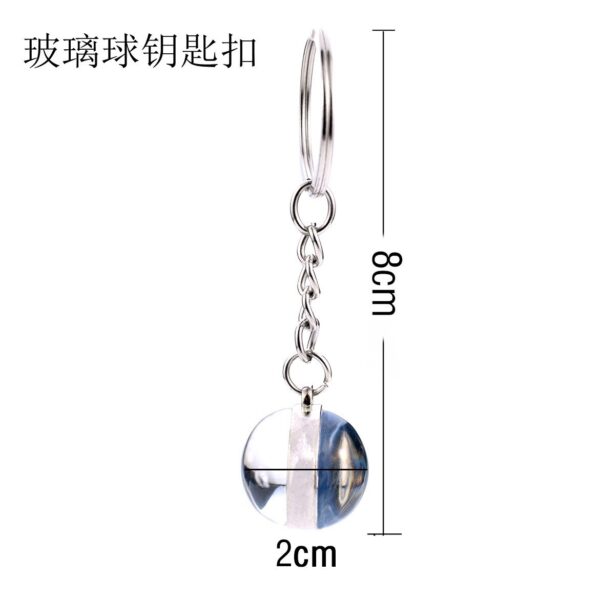 Wholesale Metal Keychain with Double Sided Glass Ball Pendant Design Fashion Accessory for Gift or Everyday Use