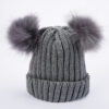 oly-04e7959574453c20d231eb8a85bc0fb4 Wholesale Women's Double Pom Pom Knit Beanie Adjustable Black Winter Hat, Everyday Styling Fashion Accessory