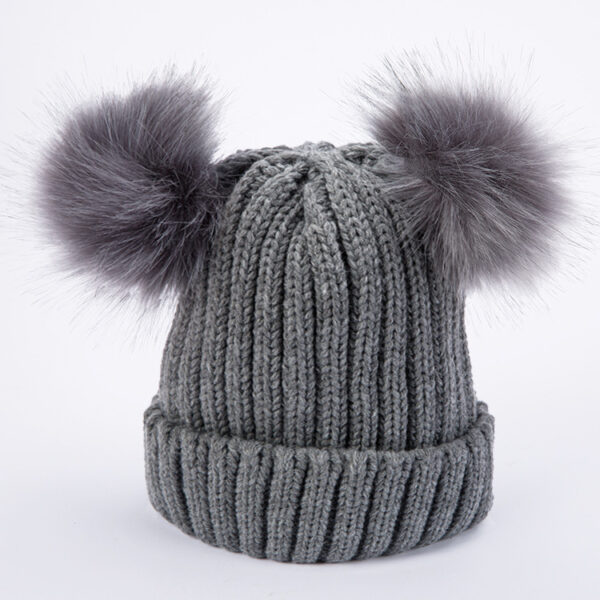 oly-04e7959574453c20d231eb8a85bc0fb4 Wholesale Women's Double Pom Pom Knit Beanie Adjustable Black Winter Hat, Everyday Styling Fashion Accessory