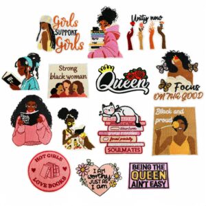oly-04f143cf8e1e447e82c99c6656f36e55 Wholesale Embroidered Black Girl Empowerment Patch Set Decorative Iron-On Applique for Clothes Bags Boutique Gift