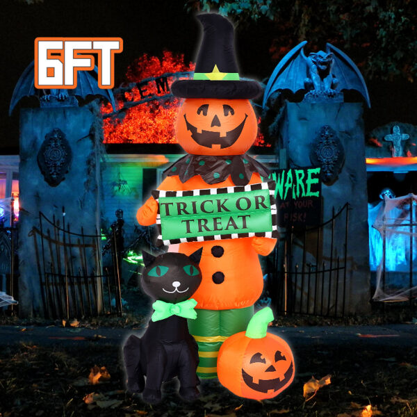Wholesale Polyester Halloween Inflatable Pumpkin and Black Cat Decoration for Party