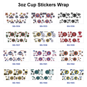 oly-051b473b4e02440442d92bdaa5de161b Wholesale 8pcs Sports Sign Print Pattern 3oz Cup Stickers Wrap OLY Exclusive