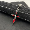 Wholesale Red Distressed Cross Pendant Keychain, Punk Style, Zinc Alloy Car Key Accessory