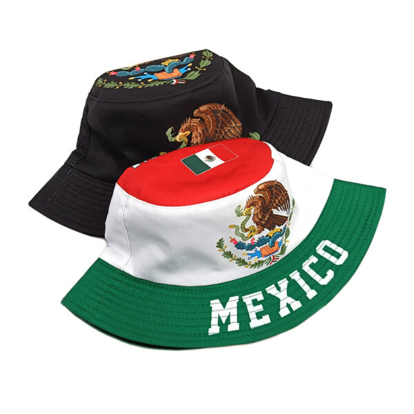 Wholesale Mexico Flag Pattern Double Sided Bucket Hat Outdoor Sun Protection Trendy Headwear
