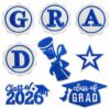 oly-05476954a7bce280cefa2e776107bf07 Wholesale Embroidered Graduation Cloth Patch Blue Decorative Badge for Clothing Bags Everyday Use