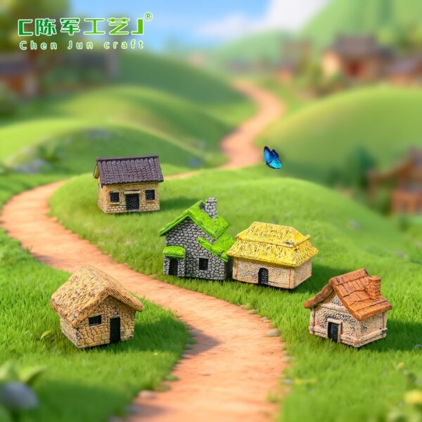 oly-0564dc2a6da158f014af6b300068f62b Wholesale Rustic Miniature Thatched Cottage Resin Figurine for Terrarium Desktop Home Decor Gift