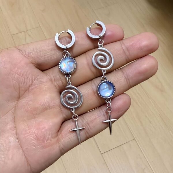 oly-0579be906fcbb7764bcbcc6362441bee Wholesale Glass Star Geometric Spiral Earrings, Chic Jewelry Accessory for Casual Wear