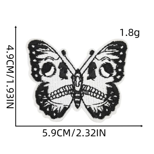 oly-057f5466c9434f67cdbda822d26b186e Wholesale Skull Embroidery Patch Black White Butterfly Iron-On Decorative DIY Accessory