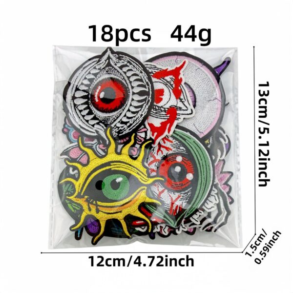 Wholesale Cartoon Devil Eye Embroidered Patches 18pcs Set Decorative Accent for Clothing Resale Gift