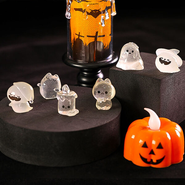 Wholesale Cartoon Halloween Ghost Resin Ornament White Cat Ghost Decoration for Resale Home Decor