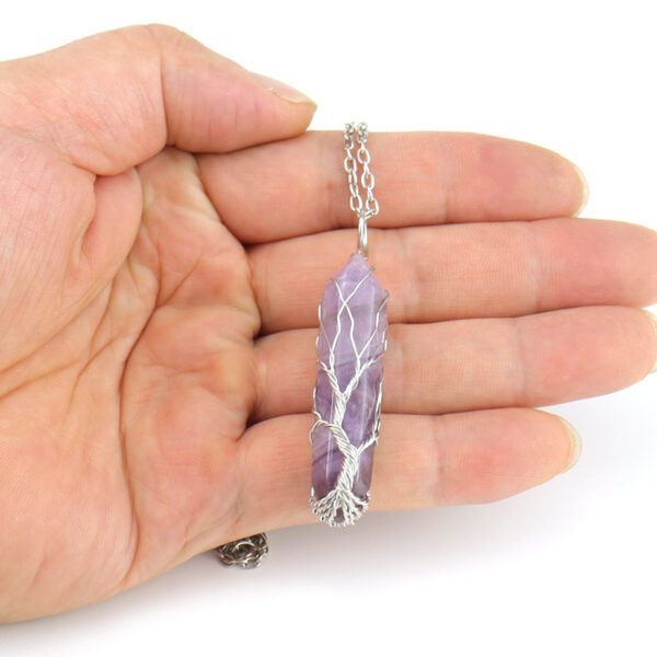 Wholesale Handmade Life Tree Natural Crystal Pendant Necklace Trendy Fashion Accessory Gift