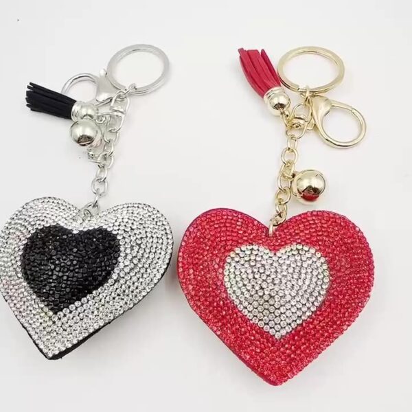 oly-05cce3fa0a63dbd1316606c3b38efe54 Wholesale Two Color Heart Rhinestone Tassel Keychain Zinc Alloy Car Key Bag Charm