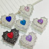 oly-05cd3cebc9474da1e24aacecf63779b9 Wholesale Stylish DIY Alloy Double Sided Heart Beaded Charm Lake Blue Bag Charm Accessory for Resale