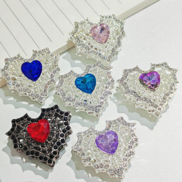 oly-05cd3cebc9474da1e24aacecf63779b9 Wholesale Stylish DIY Alloy Double Sided Heart Beaded Charm Lake Blue Bag Charm Accessory for Resale