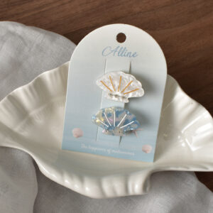 2 # White/blue scalloped shell-2pcs