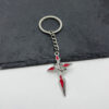 Wholesale Red Distressed Cross Pendant Keychain, Punk Style, Zinc Alloy Car Key Accessory