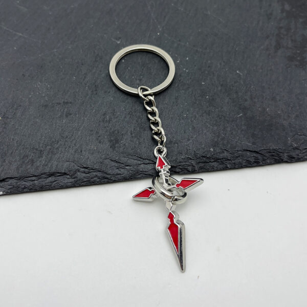 Wholesale Red Distressed Cross Pendant Keychain, Punk Style, Zinc Alloy Car Key Accessory