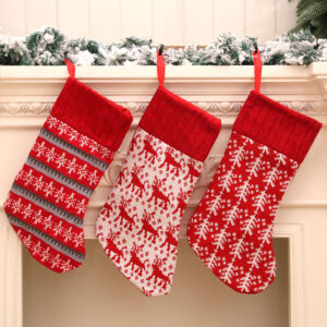 oly-05f2e40d4fda103d0b4d9100b7e2ab5a Wholesale Knitted Striped Christmas Stocking Holiday Gift Decorative Bag for Boutique Resale