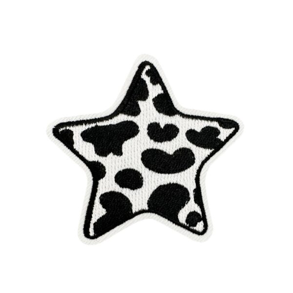 Wholesale Cow Cloth Patches Black White Lightning Heart Embroidered Patches for Clothing DIY Accessory