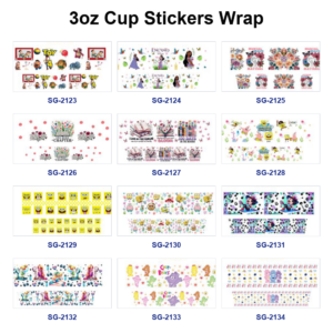 Wholesale 8pcs Mixed Popular Cartoon Character Print 3oz Cup Stickers Wrap OLY Exclusive