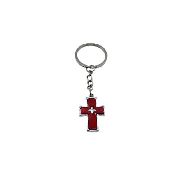 oly-063176e9ad570473298b4e73ff92d282 Wholesale Pink Metal Double Cross Keychain European Style Car Key Accessory Boutique Gift