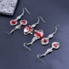 oly-0665db47324e79d60e4434c17c855d86 Wholesale Gothic Halloween Heart Cross Pendant Earrings Zinc Alloy Electroplated Party Jewelry