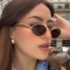 Wholesale Fashion Oval Small Frame Double Beam Sunglasses Gray Lens UV400 Sun Protection