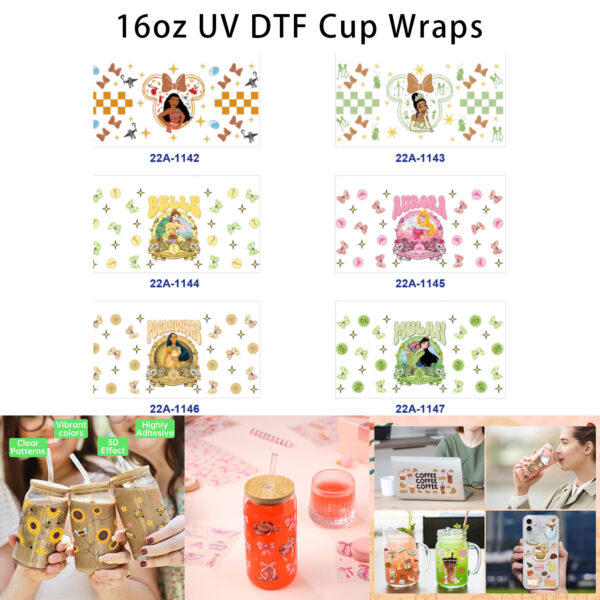 oly-069b7452c4906d5c3b5aff67bfc67849 Wholesale 5pcs Soft Pastel Vintage Cartoon Princess Bow Butterfly Checker Grid Star Coin Mixed Decor Prints 16oz Cup UV DTF Wraps OLY Exclusive