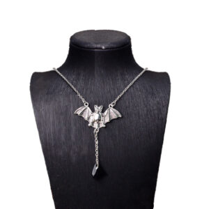 Bat black gemstone necklace