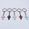oly-06ad6d58f25c4f5adcfe63a233a34e12 Wholesale Pink Metal Double Cross Keychain European Style Car Key Accessory Boutique Gift