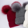 oly-06b482ae13ee8c13bf45c85229c0991f Wholesale Women's Double Pom Pom Knit Beanie Adjustable Black Winter Hat, Everyday Styling Fashion Accessory
