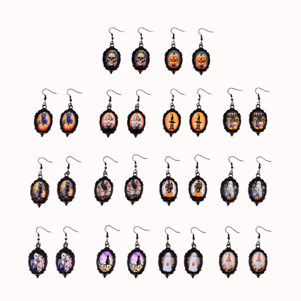 oly-06b6d86114130cee6efc3cf67b8e5e89 Wholesale Zinc Alloy Halloween Pendant Earrings Ghost Castle Pumpkin Theme Party Wear