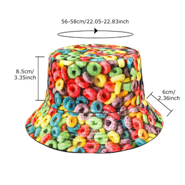 oly-06d13037e919c8e656667c4c720f0db8 Wholesale Donut Candy Print Fisherman Hat Fashion Unisex Sunscreen Bucket Hat for Outdoor