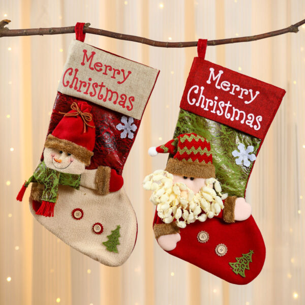 oly-06e50a9475a473829cc05d131b37866e Wholesale Polyester Christmas Stocking 3D Santa Claus Design Holiday Home Decor Gift