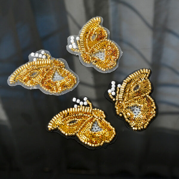 oly-06ee5d7572c062f5fb44263637c8b071 Wholesale Gold Glitter Butterfly Patch DIY Decorative Applique for Towel Party Accent