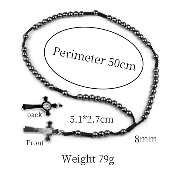oly-06f1e04916e8a8a18c3f02281c79029b Wholesale Trendy Hematite Stone Cross Pendant Rosary Beads Fashion Jewelry Accessory